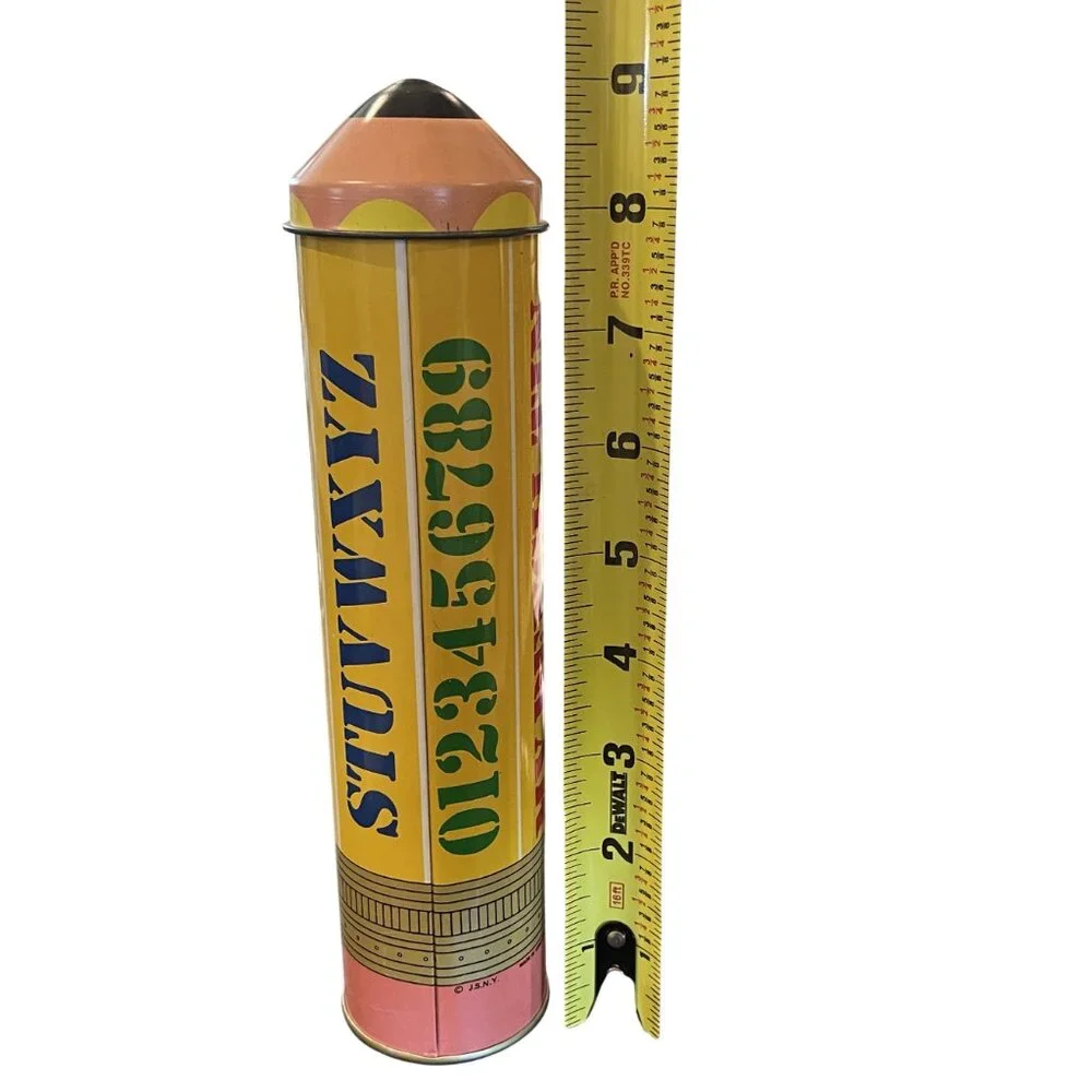 Colorful Pencil-Shaped Tin With Colored Pencils